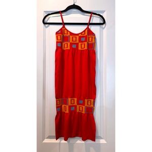 Red Geometric Square Print Bodycon Mini Dress Spaghetti Strap‎ One Size YD031